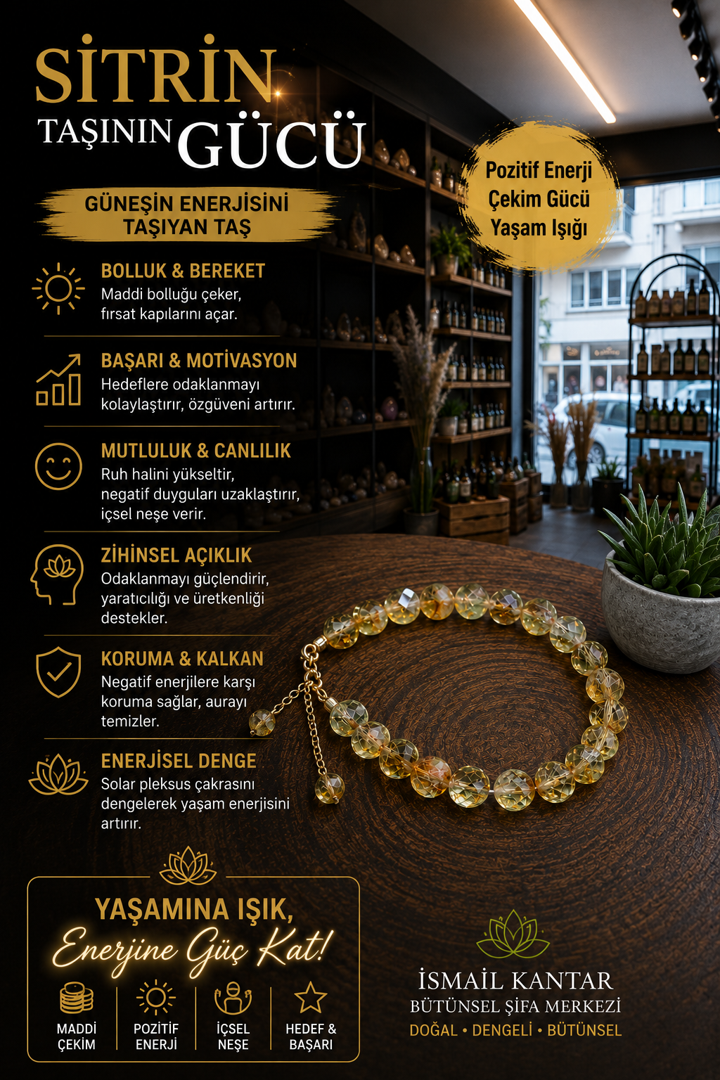 SİTRİN Doğal Taş Bileklik – Işıltı, Motivasyon  Bereket SİTRİN BOLLUK BEREKET ŞANS TAŞI